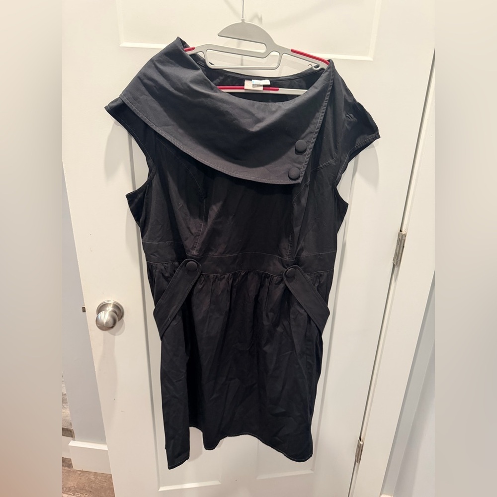 eShakti Black Asymmetrical Button Dress Custom Size See Measurements large